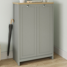 GFW Lancaster 2 Door Grey and Oak Tall Shoe Cabinet - Size: 120 x 84 x 38cm - Wilko - thumbnail 1