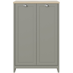 GFW Lancaster 2 Door Grey and Oak Tall Shoe Cabinet - Size: 120 x 84 x 38cm - Wilko - thumbnail 4