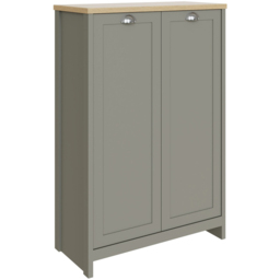 GFW Lancaster 2 Door Grey and Oak Tall Shoe Cabinet - Size: 120 x 84 x 38cm - Wilko - thumbnail 3