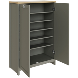 GFW Lancaster 2 Door Grey and Oak Tall Shoe Cabinet - Size: 120 x 84 x 38cm - Wilko - thumbnail 5