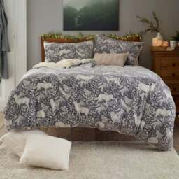 Deyongs Woodland Folk King Size Grey Fleece Duvet Set - Wilko - thumbnail 1