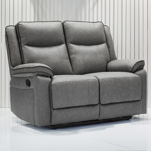 Furniture One 2 Seater Grey Manual Recliner Loveseat Sofa - Wilko - image 1