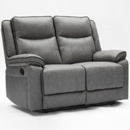 Furniture One 2 Seater Grey Manual Recliner Loveseat Sofa - Wilko - thumbnail 3