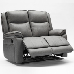 Furniture One 2 Seater Grey Manual Recliner Loveseat Sofa - Wilko - thumbnail 4