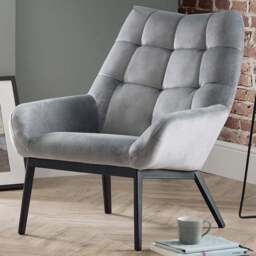 Julian Bowen Lucerne Grey Velvet Chair - Size: Single - Wilko