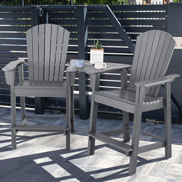 Costway Adirondack Grey Bar Stool Set of 2 with Connecting Tray - Size: 2 Seater - Wilko - image 1