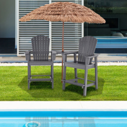 Costway Adirondack Grey Bar Stool Set of 2 with Connecting Tray - Size: 2 Seater - Wilko - thumbnail 4