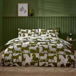 furn. Herve Super King Size Olive Reversible Duvet Set - Green - Wilko