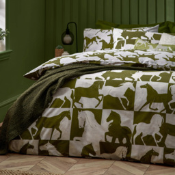 furn. Herve Super King Size Olive Reversible Duvet Set - Green - Wilko - thumbnail 3