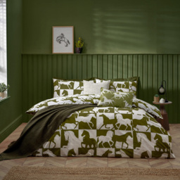 furn. Herve Super King Size Olive Reversible Duvet Set - Green - Wilko - thumbnail 5