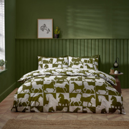 furn. Herve Super King Size Olive Reversible Duvet Set - Green - Wilko - thumbnail 6