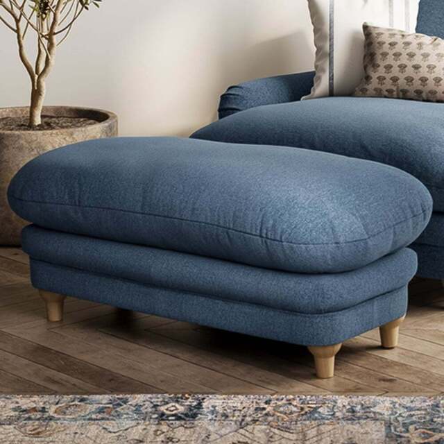 Plumpton Denim Blue Weave Footstool - LPD Home - Wilko - image 1
