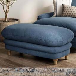 Plumpton Denim Blue Weave Footstool - LPD Home - Wilko