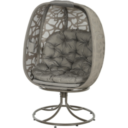 Outsunny Sand Foldable Swivel Egg Chair with Cushions - Size: 145 x 92 x 89cm - Brown - Wilko - thumbnail 3