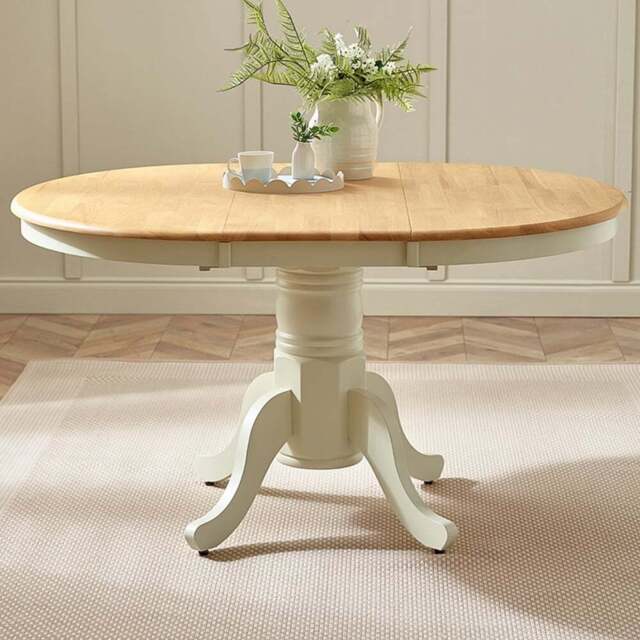 Furniturebox Fowey 6 Seater Extending Dining Table Cream and Oak Effect - Brown - Wilko - image 1