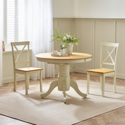 Furniturebox Fowey 6 Seater Extending Dining Table Cream and Oak Effect - Brown - Wilko - thumbnail 7