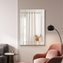 Oakley Triple Edge Bevelled All Glass Dress Mirror 100 x 70cm - Black - MirrorOutlet - Wilko - thumbnail 3