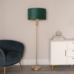 ValueLights Maggie Gold Candlestick LED Floor Lamp with Forest Green and Gold Lamp Shade - Size: 151 x 45 x 45cm - Wilko - thumbnail 3