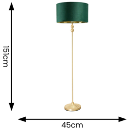 ValueLights Maggie Gold Candlestick LED Floor Lamp with Forest Green and Gold Lamp Shade - Size: 151 x 45 x 45cm - Wilko - thumbnail 5