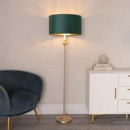 ValueLights Maggie Gold Candlestick LED Floor Lamp with Forest Green and Gold Lamp Shade - Size: 151 x 45 x 45cm - Wilko - thumbnail 4