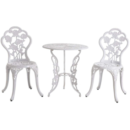 Home Source 2 Seater White Cast Aluminium Rose Patio Bistro Set - Wilko - thumbnail 3