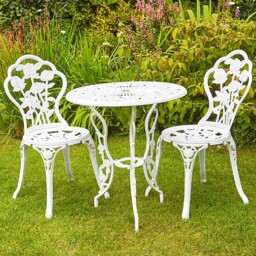 Home Source 2 Seater White Cast Aluminium Rose Patio Bistro Set - Wilko - thumbnail 1