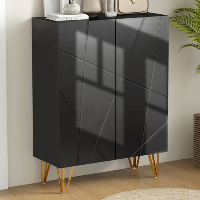 HOMCOM 2 Door Black Shoe Soft Close Storage Cabinet - Size: 95.0 cm x 31.5 cm x 72.0 cmcm - Wilko - image 1