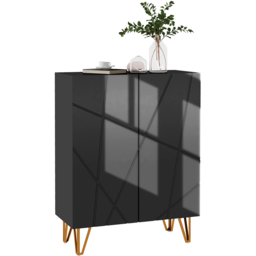 HOMCOM 2 Door Black Shoe Soft Close Storage Cabinet - Size: 95.0 cm x 31.5 cm x 72.0 cmcm - Wilko - thumbnail 3