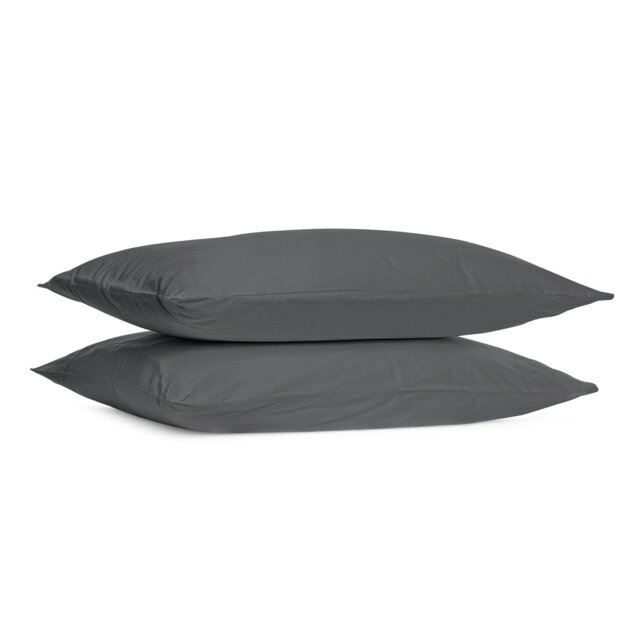 Divante Cotton Housewife Pillowcases 180 Thread Count - Charcoal - Wilko - image 1