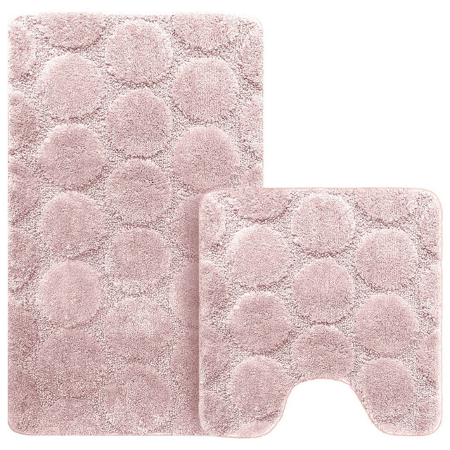 Velosso Cobla Blush Bath Mat Set - Size: 50 x 80 x 1cm - Pink - Wilko - image 1
