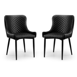 Julian Bowen Luxe Set of 2 Black Faux Leather Dining Chair - Wilko - thumbnail 3