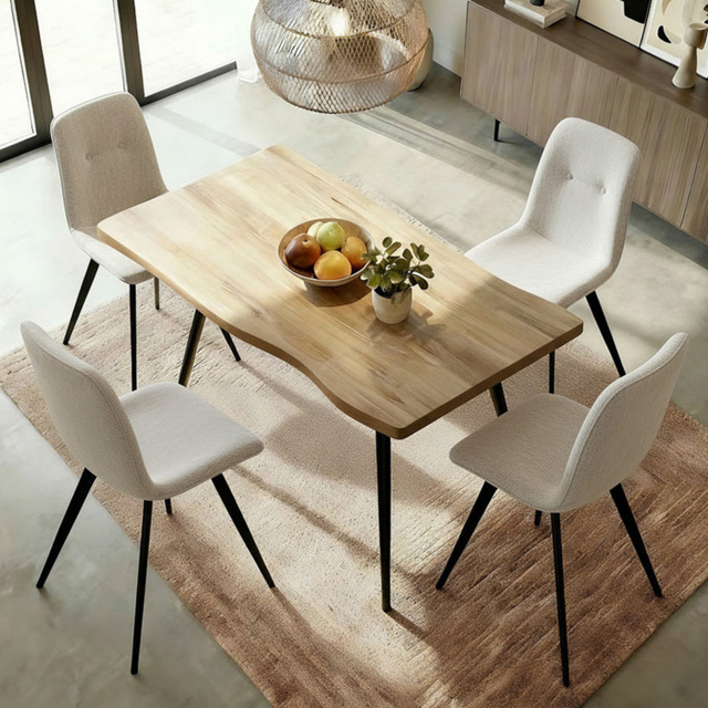 Home Source Avara and Ashford 4 Seater Rectangular Dining Set Oak Woodgrain Effect and Off White - Oak Effect, Black and Off White - Wilko - image 1