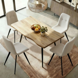 Home Source Avara and Ashford 4 Seater Rectangular Dining Set Oak Woodgrain Effect and Off White - Oak Effect, Black and Off White - Wilko - thumbnail 1