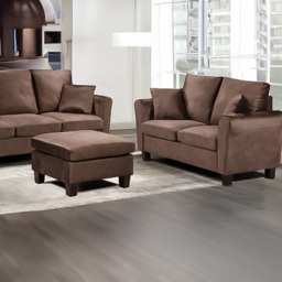 Brooklyn 6 Seater Brown Brushed Velvet Sofa Set - Wilko - thumbnail 4