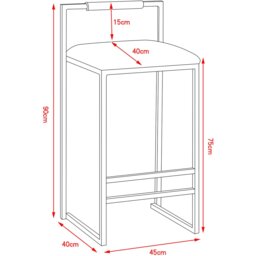 Belle Beige and Black Bar Stool - Size: Single - Beige & Black - Wilko - thumbnail 7