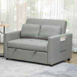 HOMCOM 2 Seater Light Grey Sofa Bed - Wilko - thumbnail 1