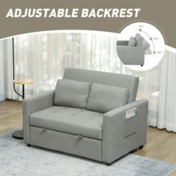 HOMCOM 2 Seater Light Grey Sofa Bed - Wilko - thumbnail 6