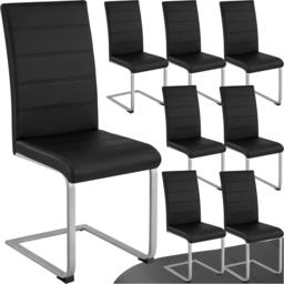 tectake Set of 8 Black Cantilever High Backrest Dining Chair - Wilko - thumbnail 3