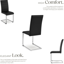 tectake Set of 8 Black Cantilever High Backrest Dining Chair - Wilko - thumbnail 5