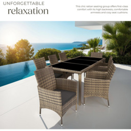 tectake Valencia 8 Seater Nature and Dark Grey Dining Table Set with Cover - Brown - Wilko - thumbnail 5