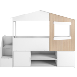 Flair Dreamland White and Oak House Staircase Mid Sleeper with Storage - Size: Single - Wilko - thumbnail 4