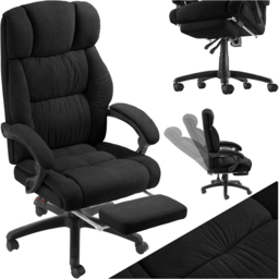 tectake Gillian Black Swivel Velour Seat Office Chair with Folding Footrest - Wilko - thumbnail 3