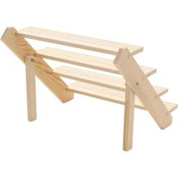 H&O Direct 4 Shelf Pine Wood Staircase Design Display Stand - Size: 40 x 39 x 32cm - Cream - Wilko - thumbnail 5