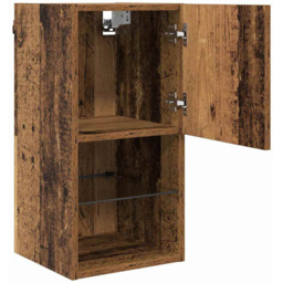 vidaXL Single Door 2 Shelf Old Wood Wall Mounted LED TV Unit Set of 2 - Size: 45.5 x 60 x 32cm - Brown - Wilko - thumbnail 6
