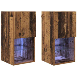 vidaXL Single Door 2 Shelf Old Wood Wall Mounted LED TV Unit Set of 2 - Size: 45.5 x 60 x 32cm - Brown - Wilko - thumbnail 3