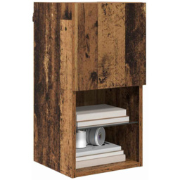 vidaXL Single Door 2 Shelf Old Wood Wall Mounted LED TV Unit Set of 2 - Size: 45.5 x 60 x 32cm - Brown - Wilko - thumbnail 4