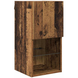 vidaXL Single Door 2 Shelf Old Wood Wall Mounted LED TV Unit Set of 2 - Size: 45.5 x 60 x 32cm - Brown - Wilko - thumbnail 7