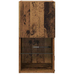 vidaXL Single Door 2 Shelf Old Wood Wall Mounted LED TV Unit Set of 2 - Size: 45.5 x 60 x 32cm - Brown - Wilko - thumbnail 5