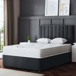 DS Living Amelia Double Steel Upholstered Panel Divan Bed - Grey - Wilko