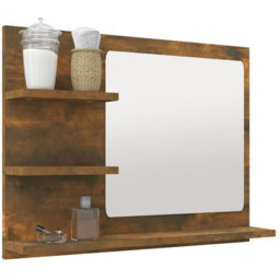 vidaXL 3 Shelf Smoked Oak Wall Mounted Bathroom Mirror - Size: 45 x 60 x 10.5cm - Brown - Wilko - thumbnail 5